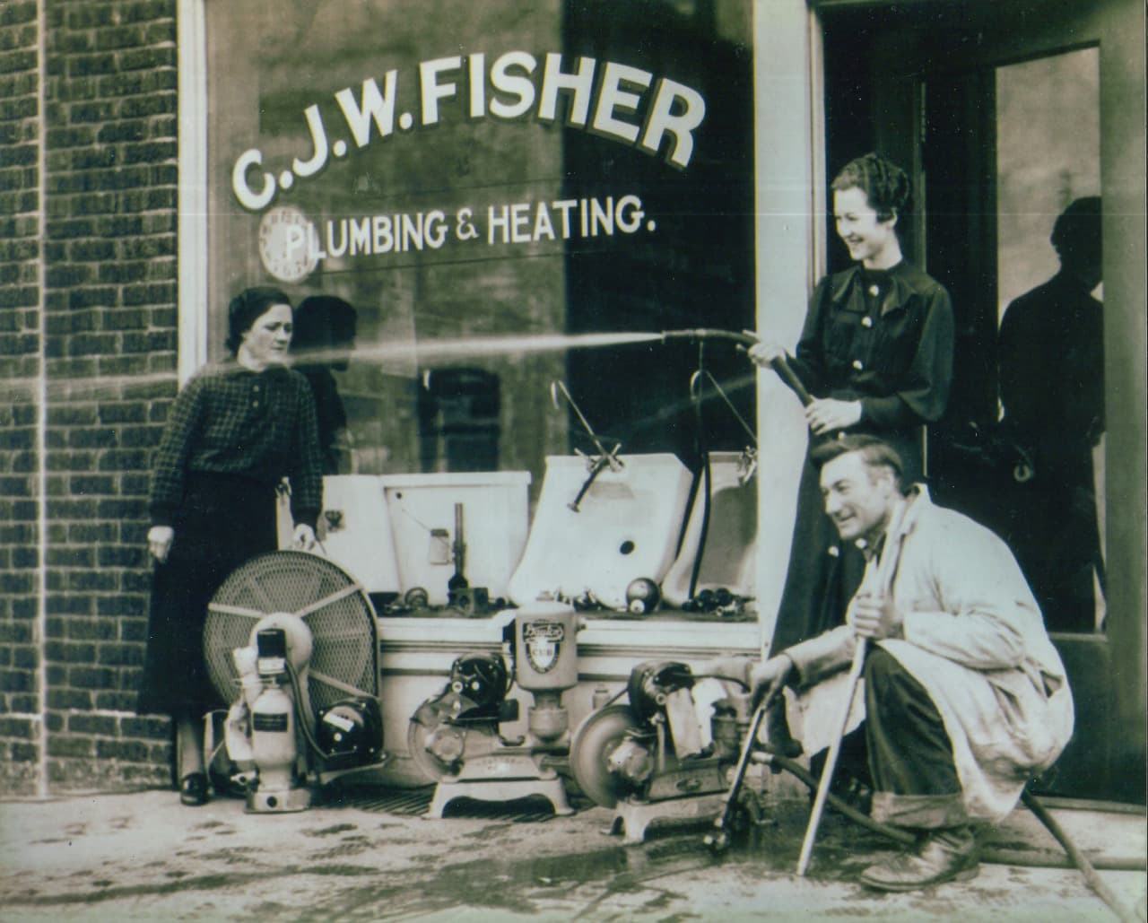 Historic plumbing and construction work from early company years